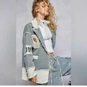 POL Distressed Gray Denim Jacket